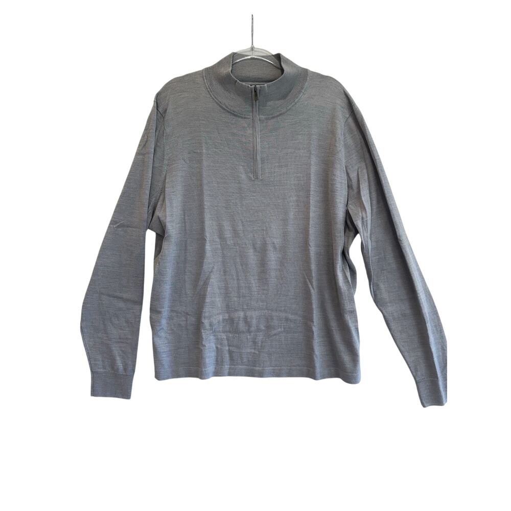 Nordstrom Tech Smart Quarter Zip Sweater Gray Wool Blend men’s 2XL Pullover